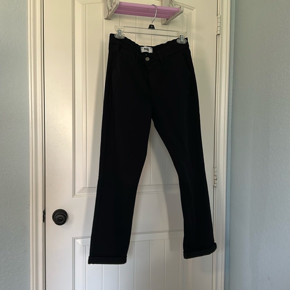 Paige Black Jeans-ish Pants size 27, straight leg fit with cuffed bottom